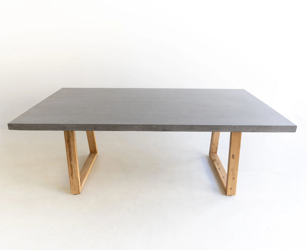 RECTANGULAR DINING TABLE 1.8M, SPECKLED GREY WITH LIGHT HONEY ACAIA LEGS