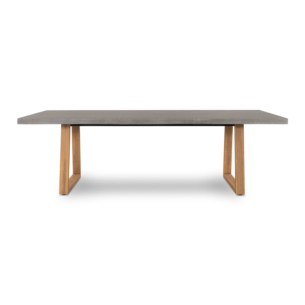 RECTANGULAR DINING TABLE 2.4M, SPECKLED GREY WITH LIGHT HONEY ACAIA LEGS