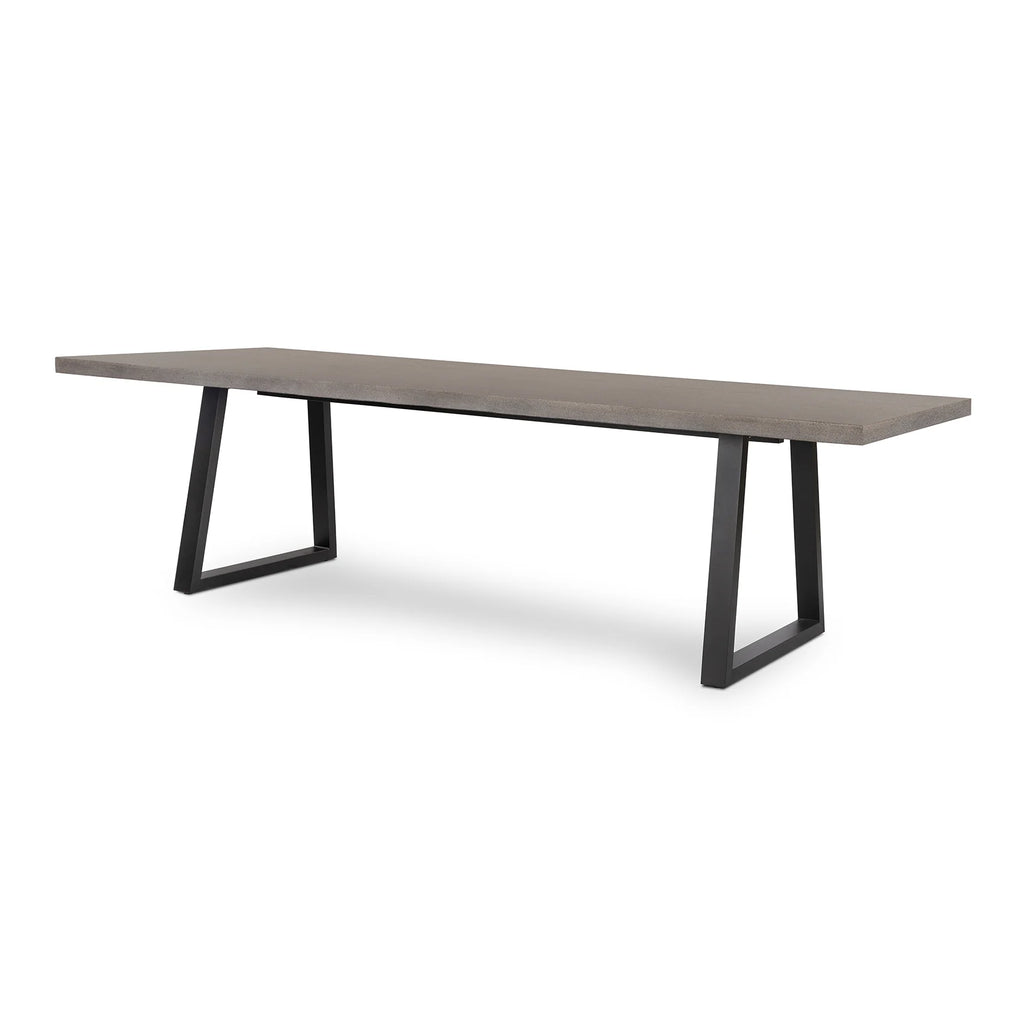 RECTANGULAR DINING TABLE 3.0M, SPECKLED GREY WITH BLACK METAL LEGS