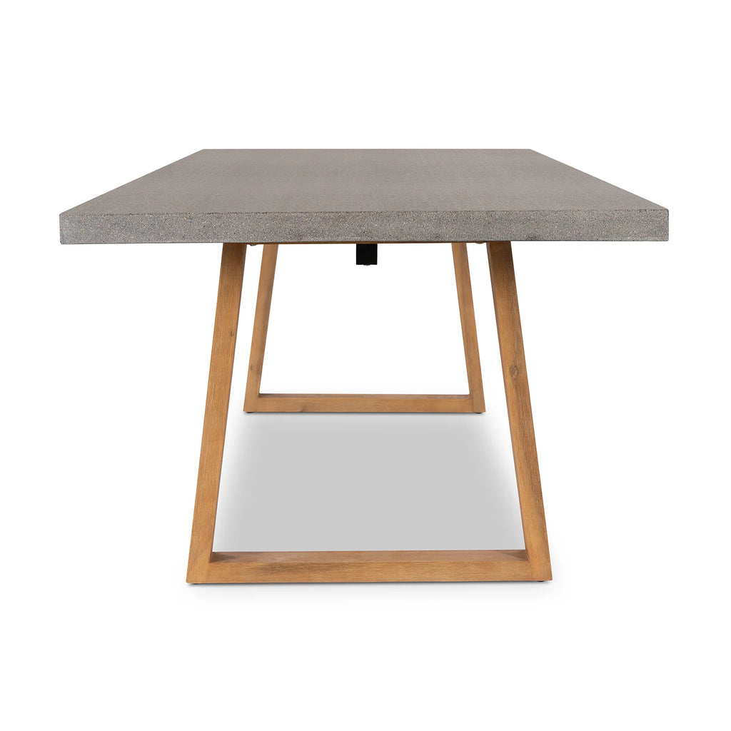 RECTANGULAR DINING TABLE 2.4M, SPECKLED GREY WITH LIGHT HONEY ACAIA LEGS