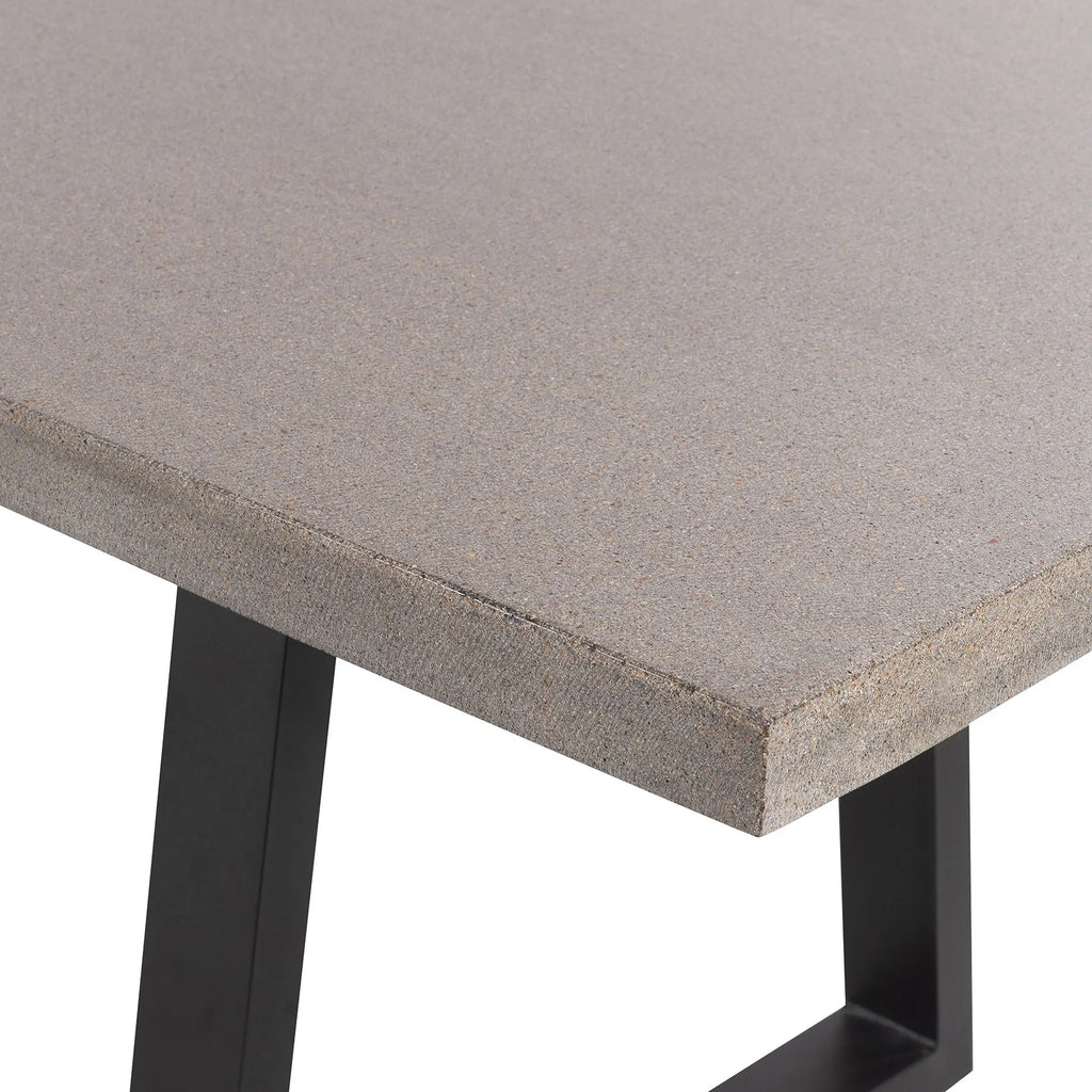 RECTANGULAR DINING TABLE 3.0M, SPECKLED GREY WITH BLACK METAL LEGS