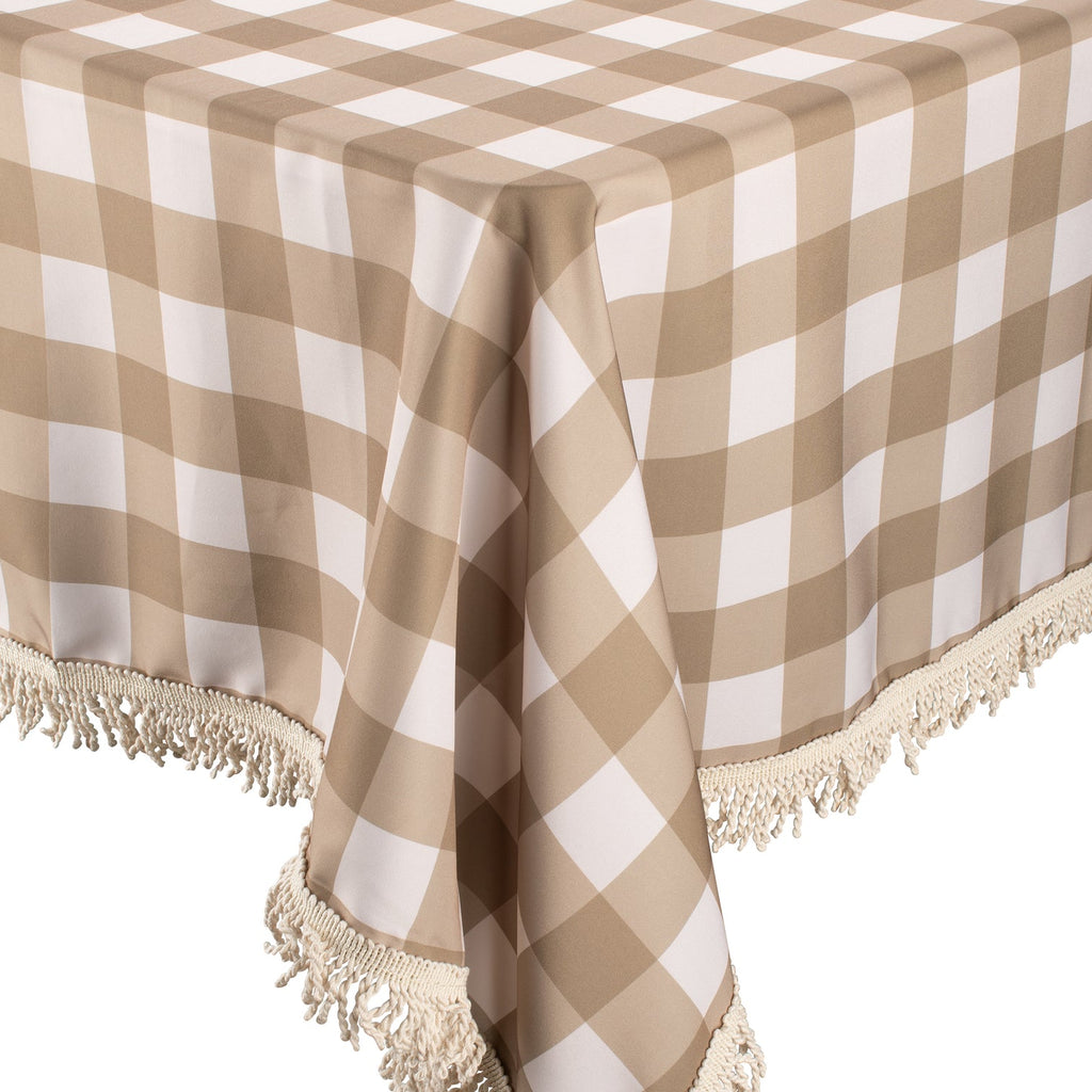 FRINGED TABLECLOTH - OLIVE CHECK, KOLLAB