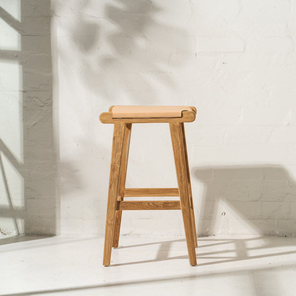 NATURAL LEATHER BAR STOOL