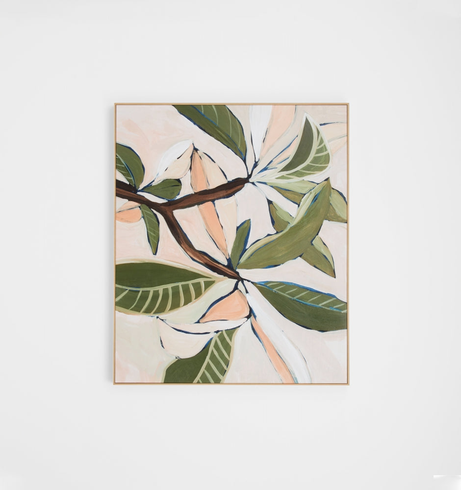 PAINTERLY BRANCHES PASTEL FRAMED CANVAS PRINT